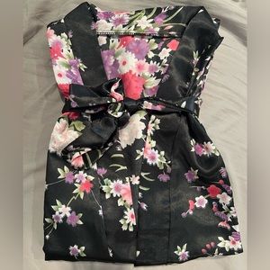 Floral silk robe